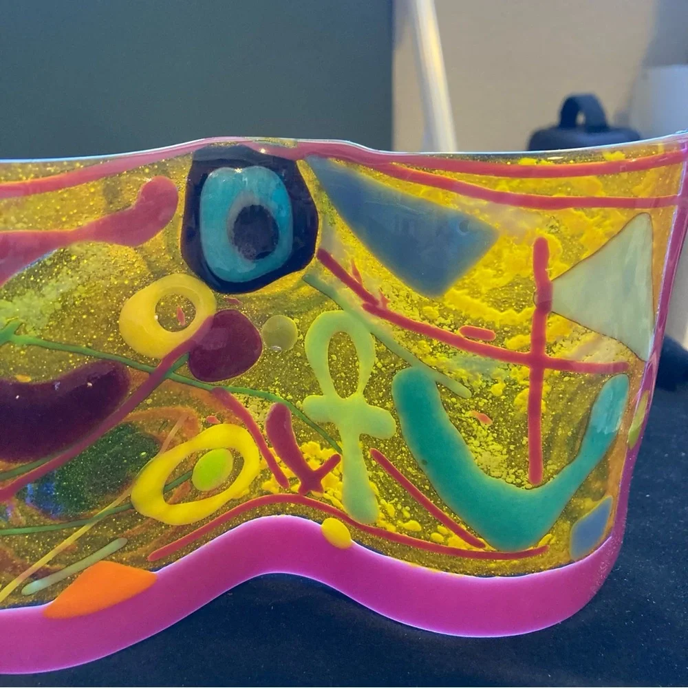 Mermaids Heart”Handmade Fused Art Glass Wave Original  10” X 4.5”Freestanding - Picture 7 of 12